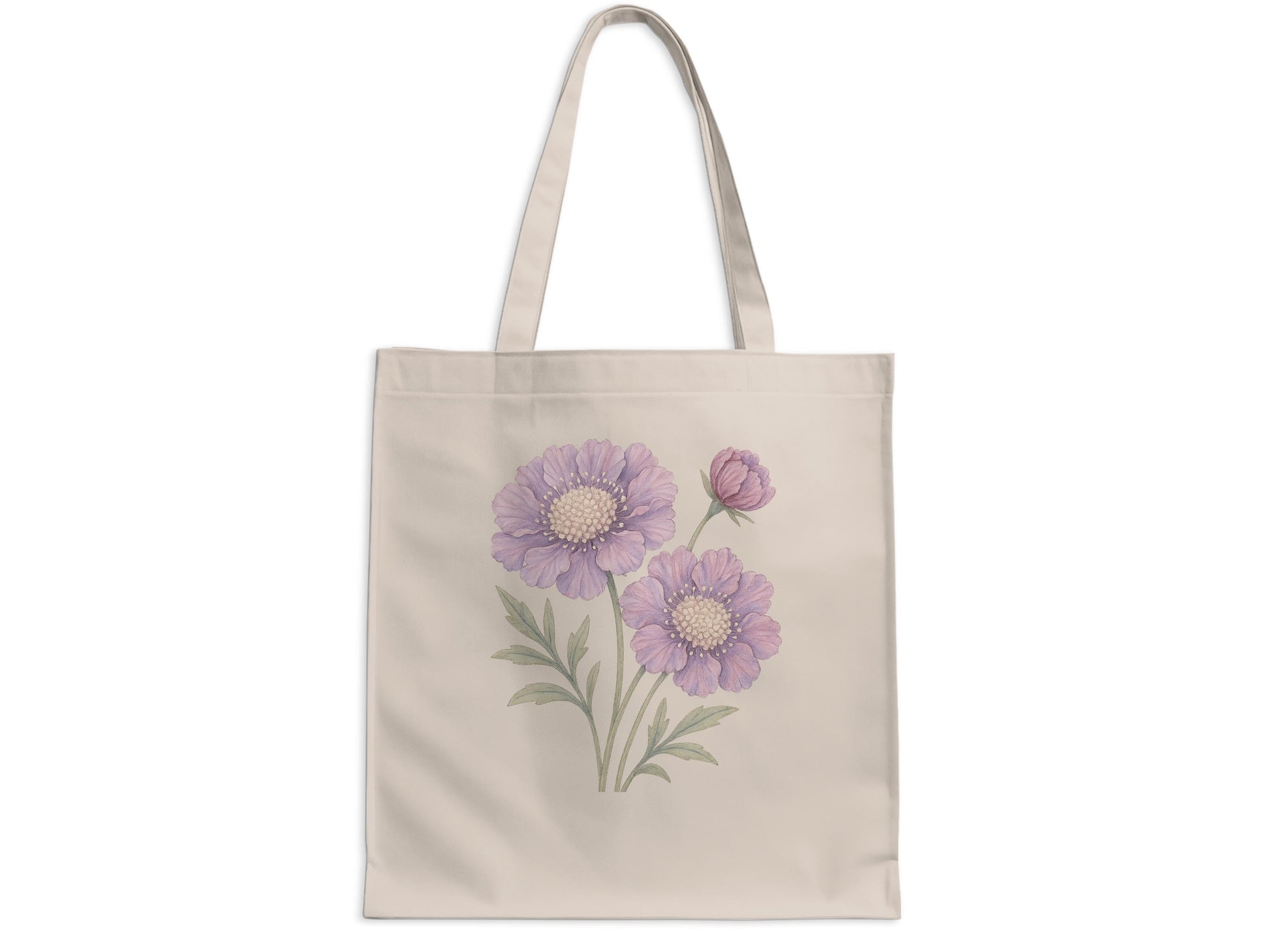 Purple Flower Design Beige Canvas Tote Bag product type