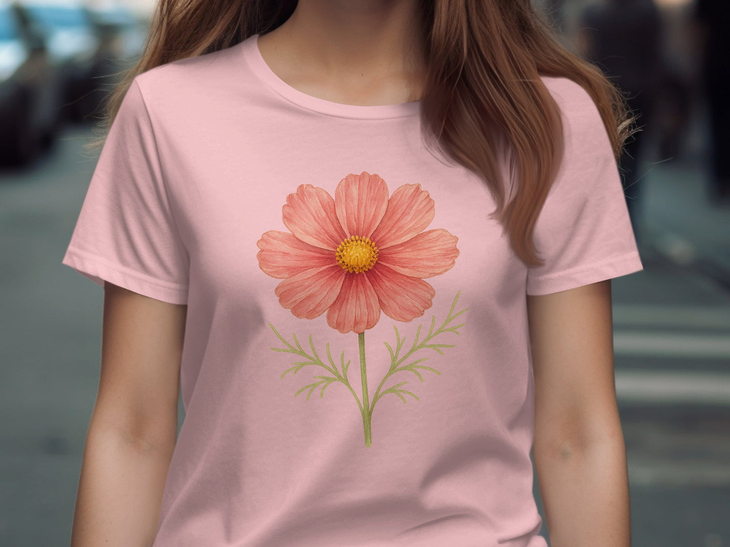 Pink Graphic Tee with Large Flower Print product