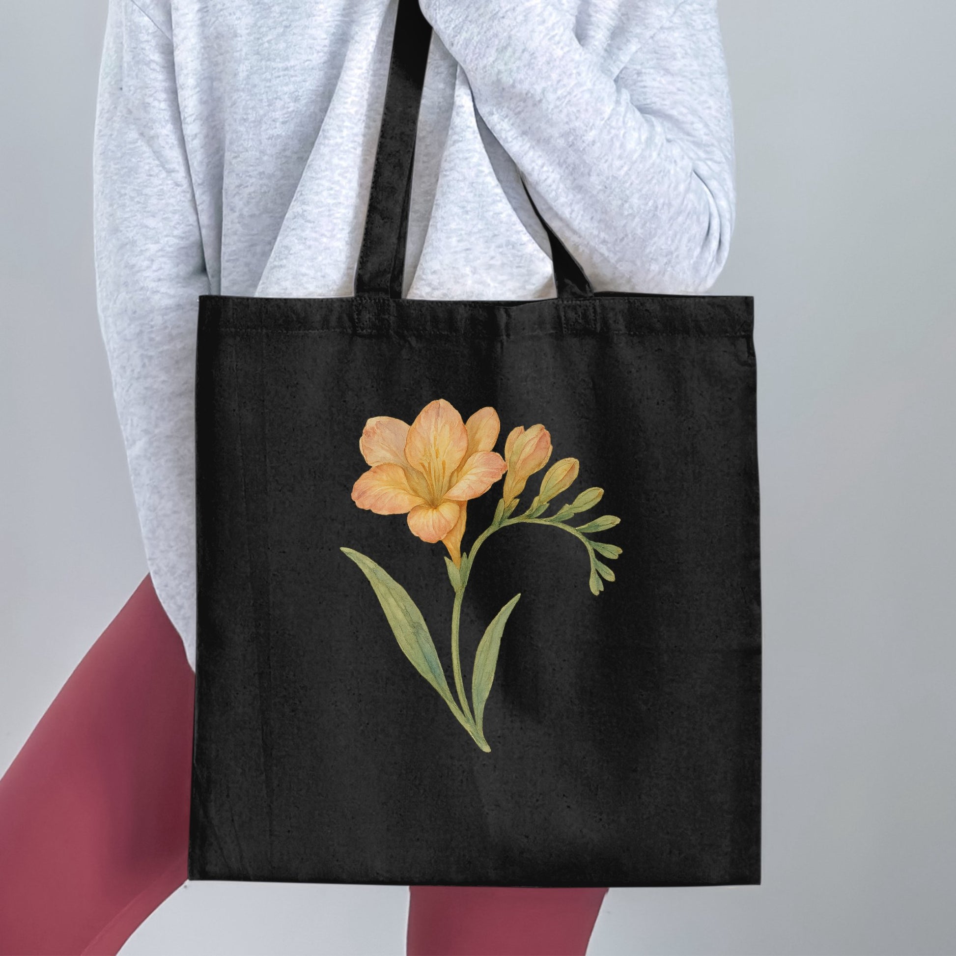 Elegant Floral Design Black Tote Bag product type