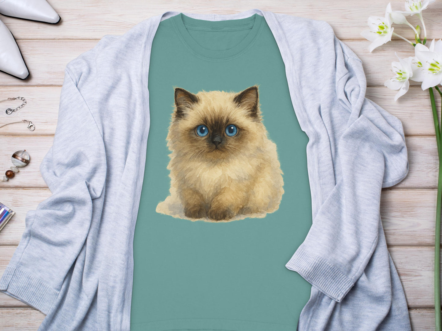 Adorable Fluffy Kitten Graphic Printed Shirt product