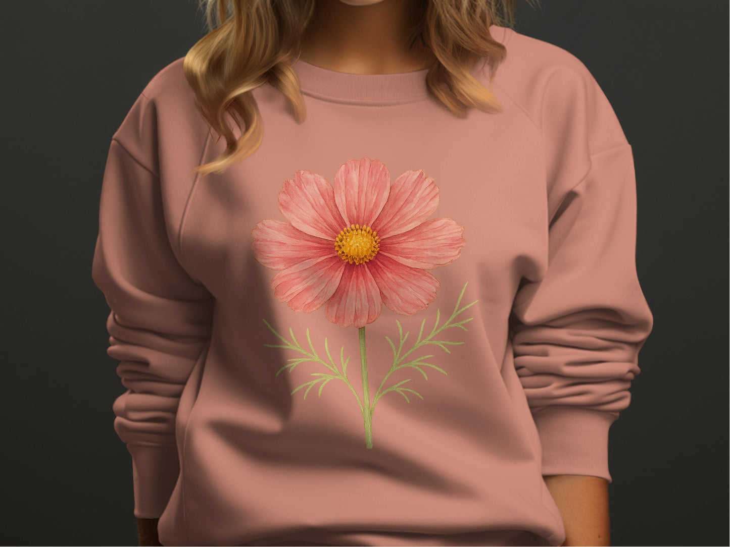 Pink Pullover with Floral Design Unisex Sweatshirt product type