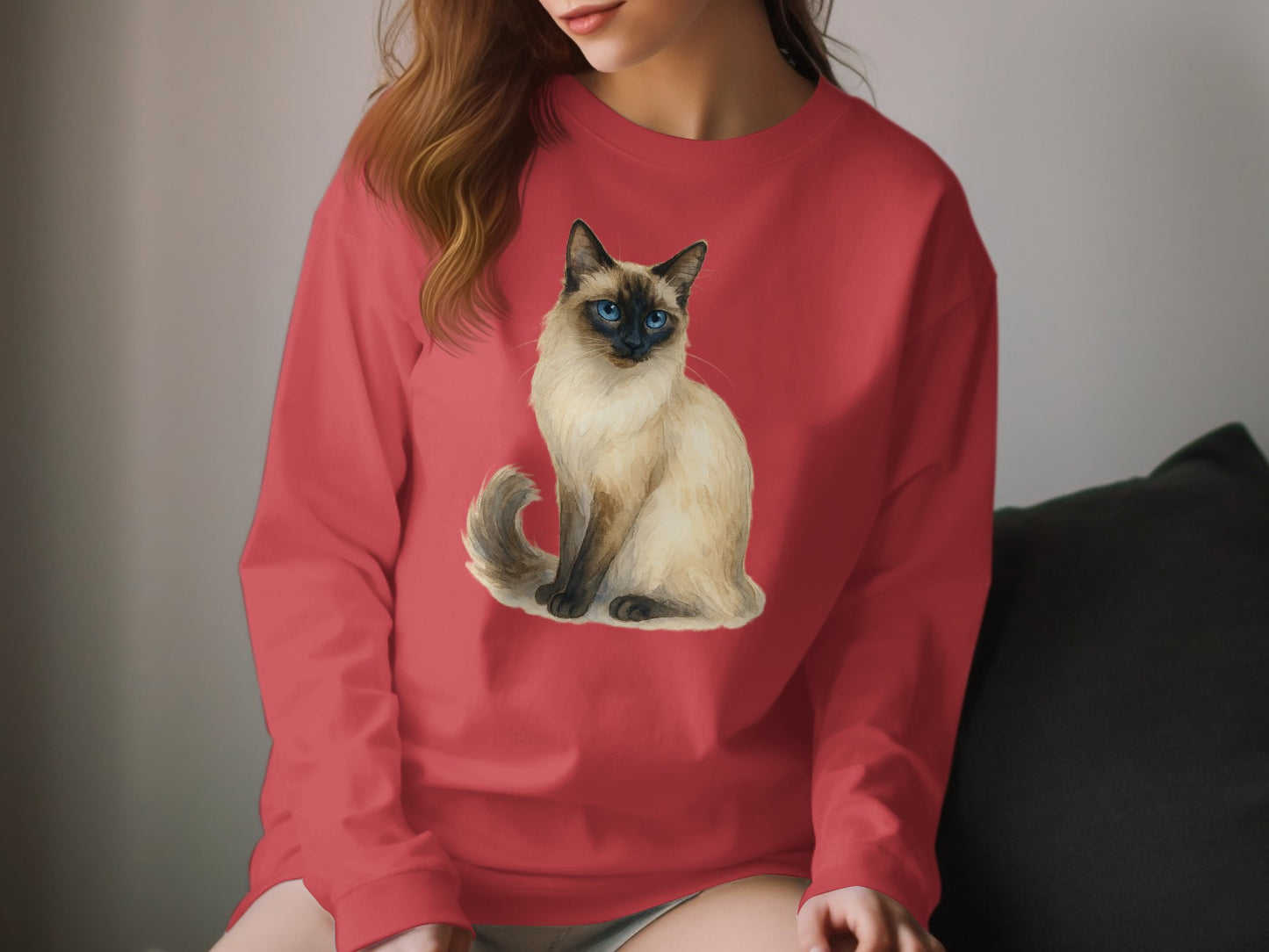 Cozy Red Sweatshirt featuring Beautiful Cat product