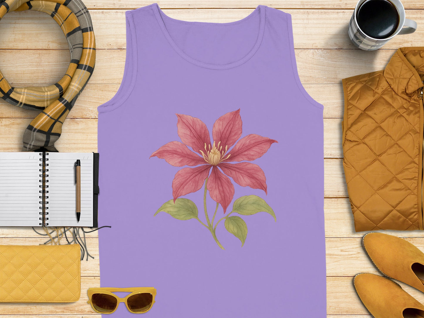 Floral Design Purple Sleeveless Top casual apparel product type