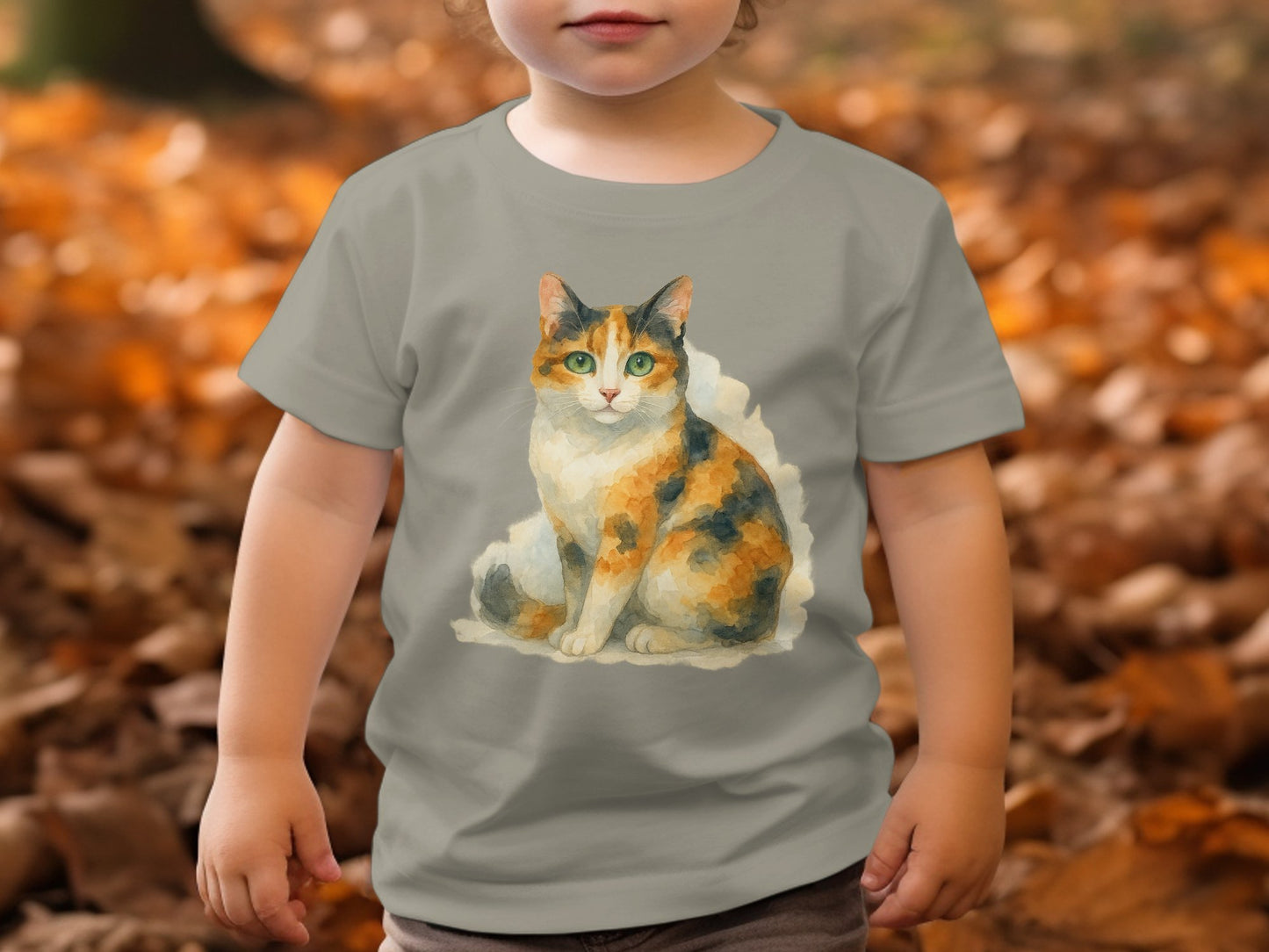 Cute Autumn Calico Cat Art Kids T-shirt product type