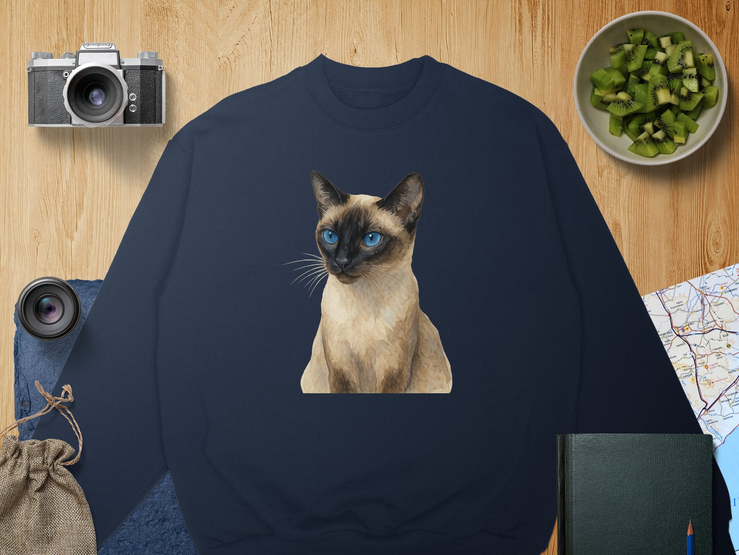 Siamese Cat Graphic Design Navy Blue Sweatshirt product