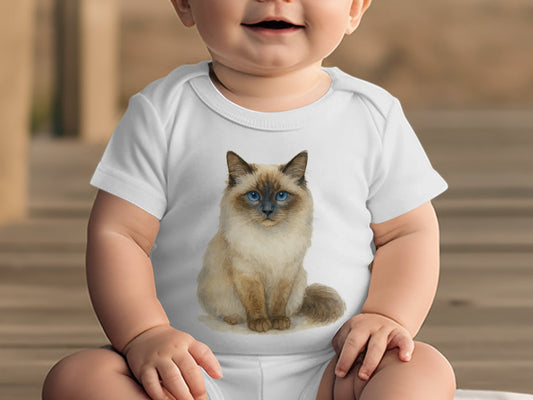 Cute Baby Onesie with Blue-Eyed Cat Print product type