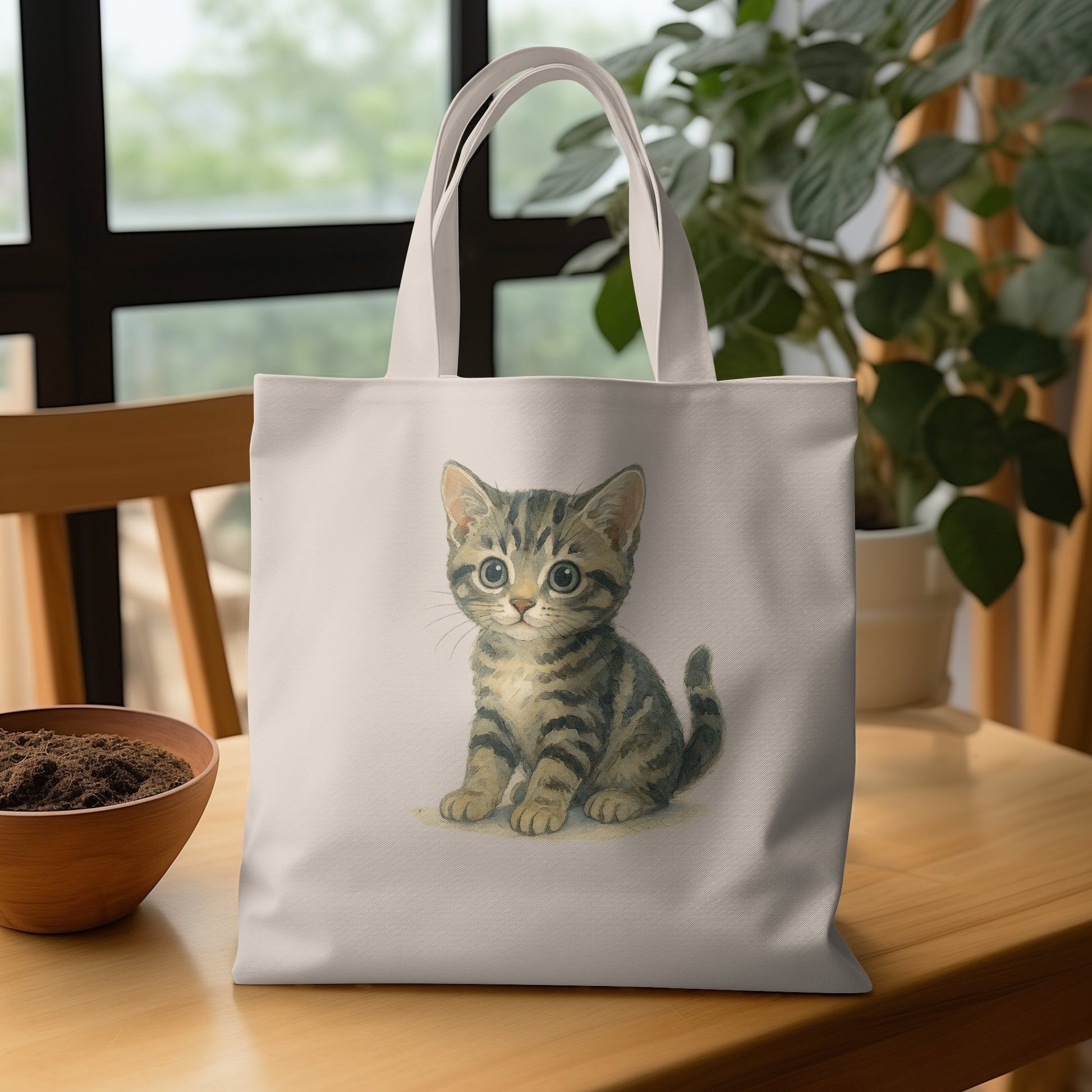 Adorable Kitten Illustration Tote Bag product type