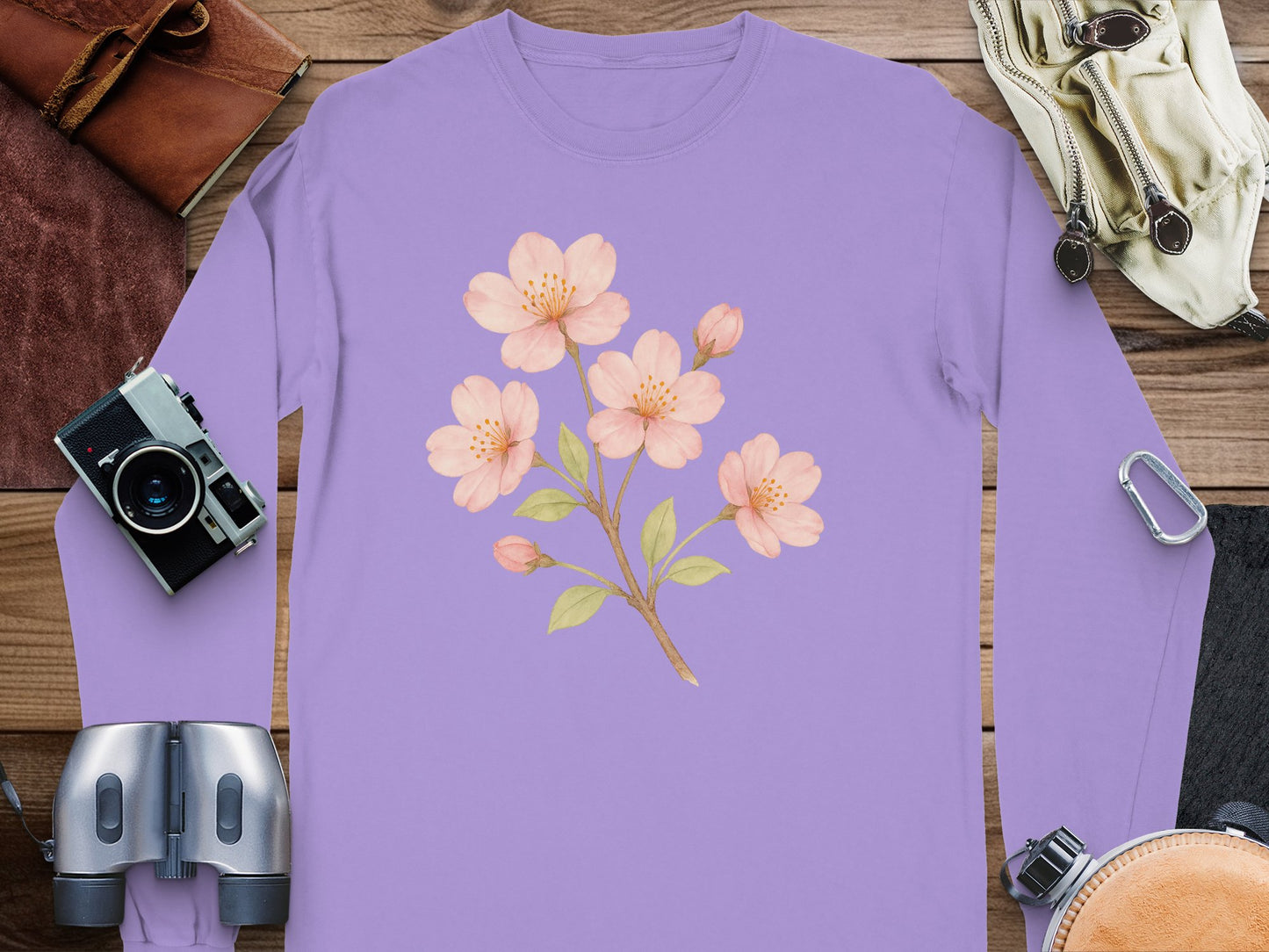 Floral Blossom Design Lavender Long Sleeve Shirt product type