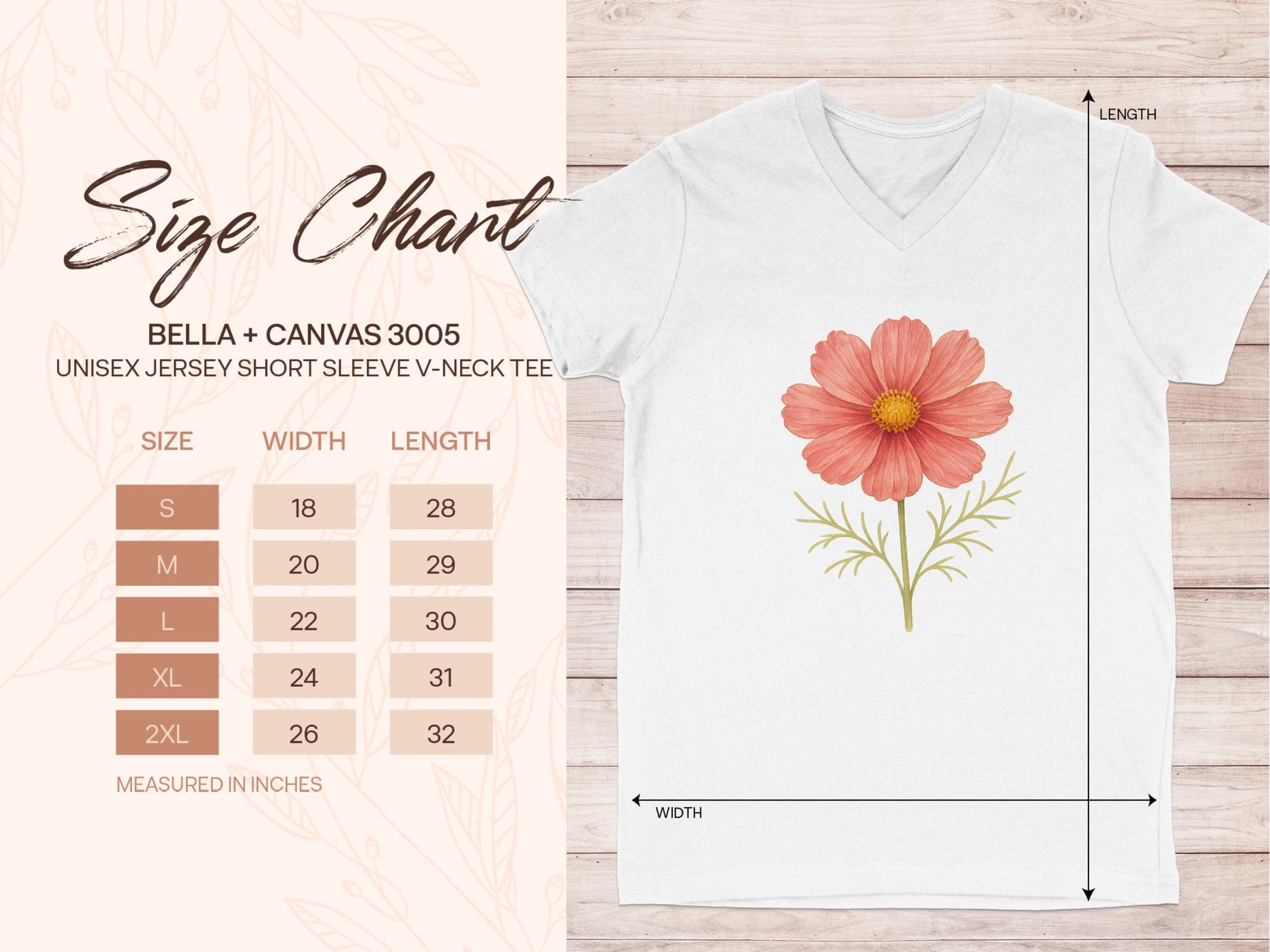 Floral Pink Daisy Design V-Neck T-Shirt product