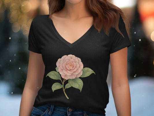 Beautiful Floral Design V-Neck T-Shirt product type
