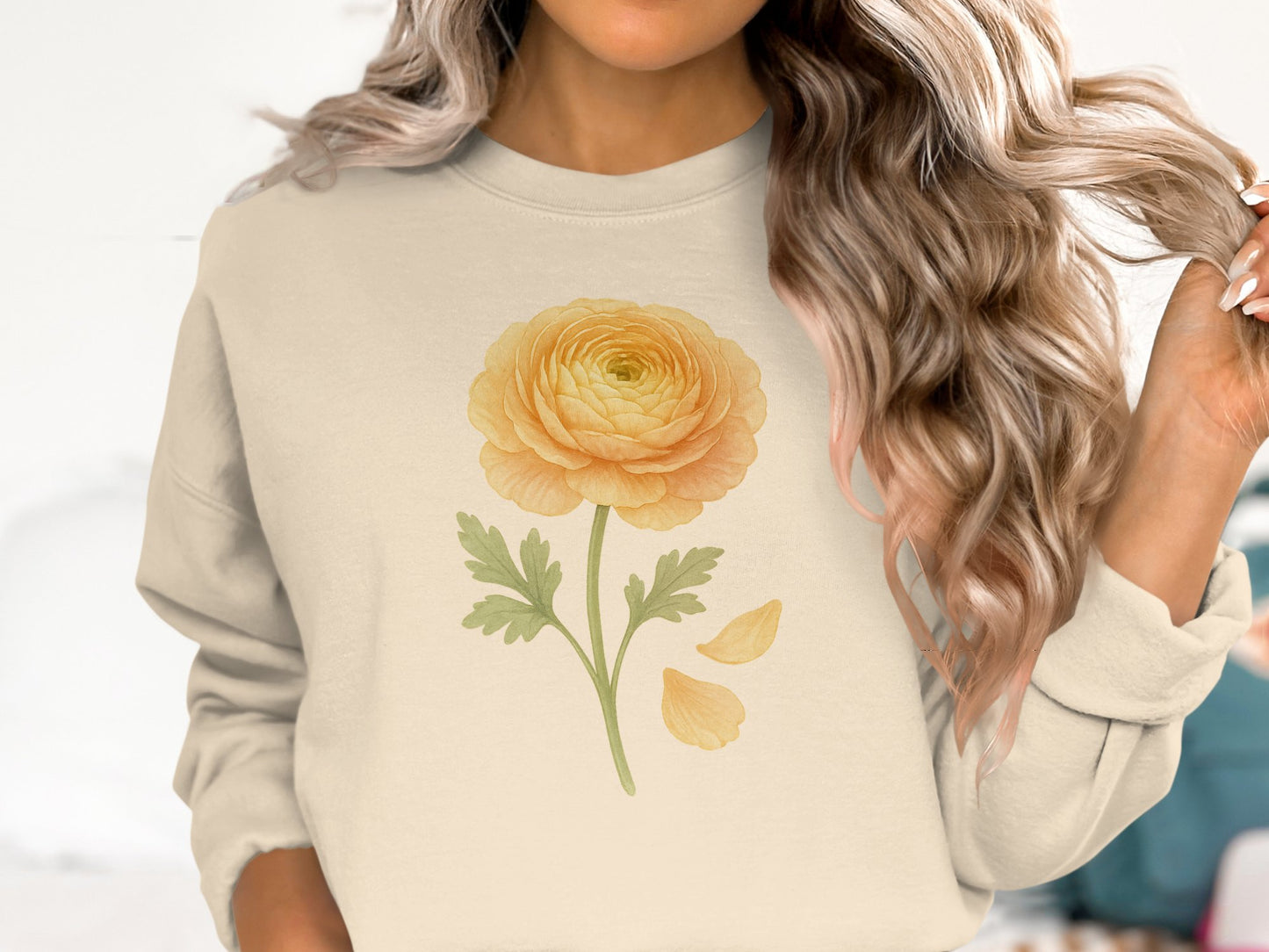 Elegant Floral Print Sweatshirt Casual Fashion product