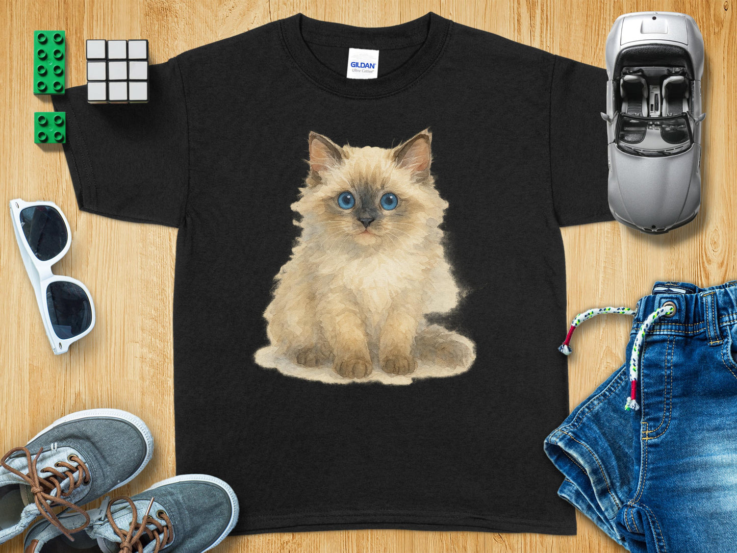 Adorable Blue Eyed Kitten Black Tee Shirt product