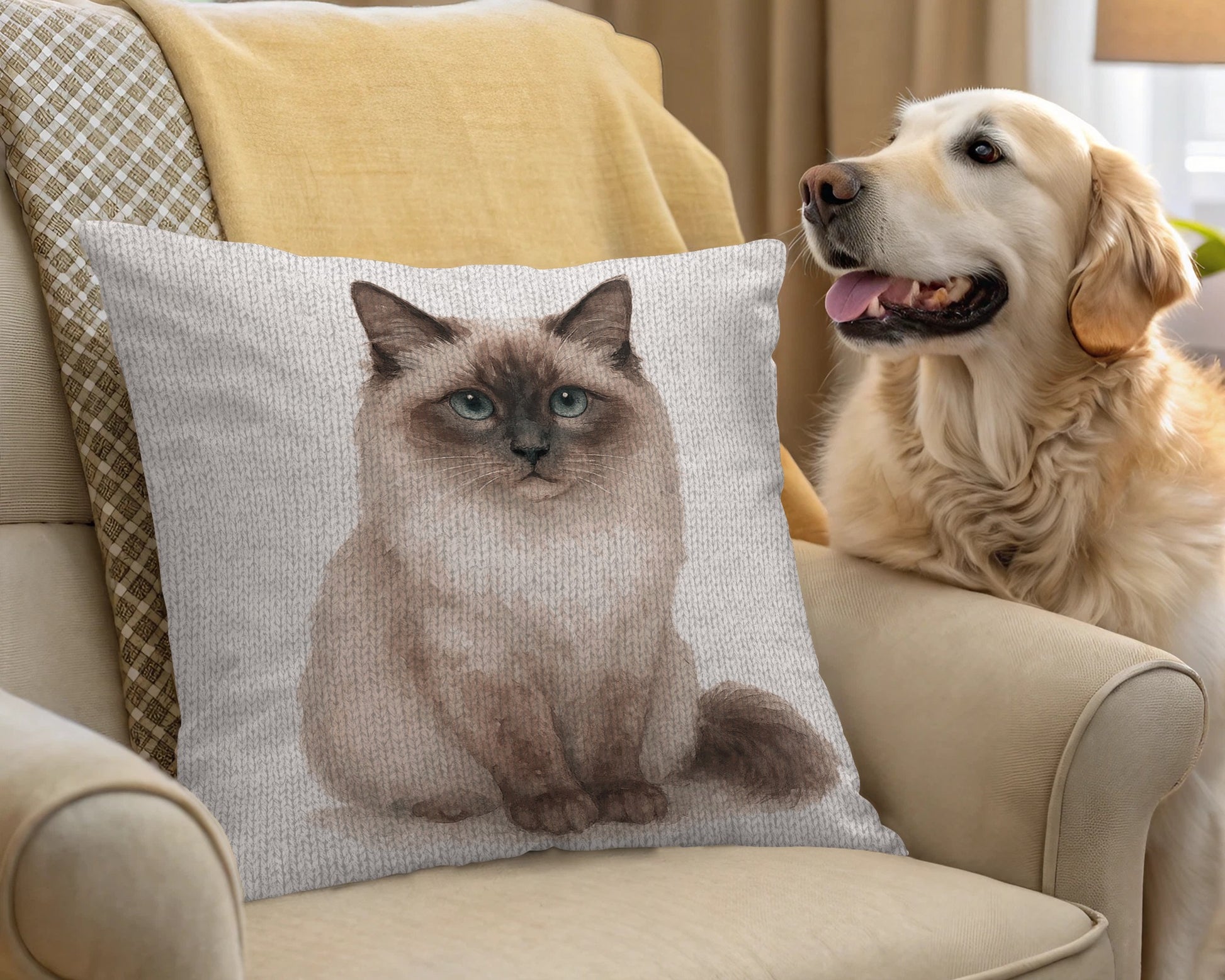 Cat Print Decorative Throw Pillow product