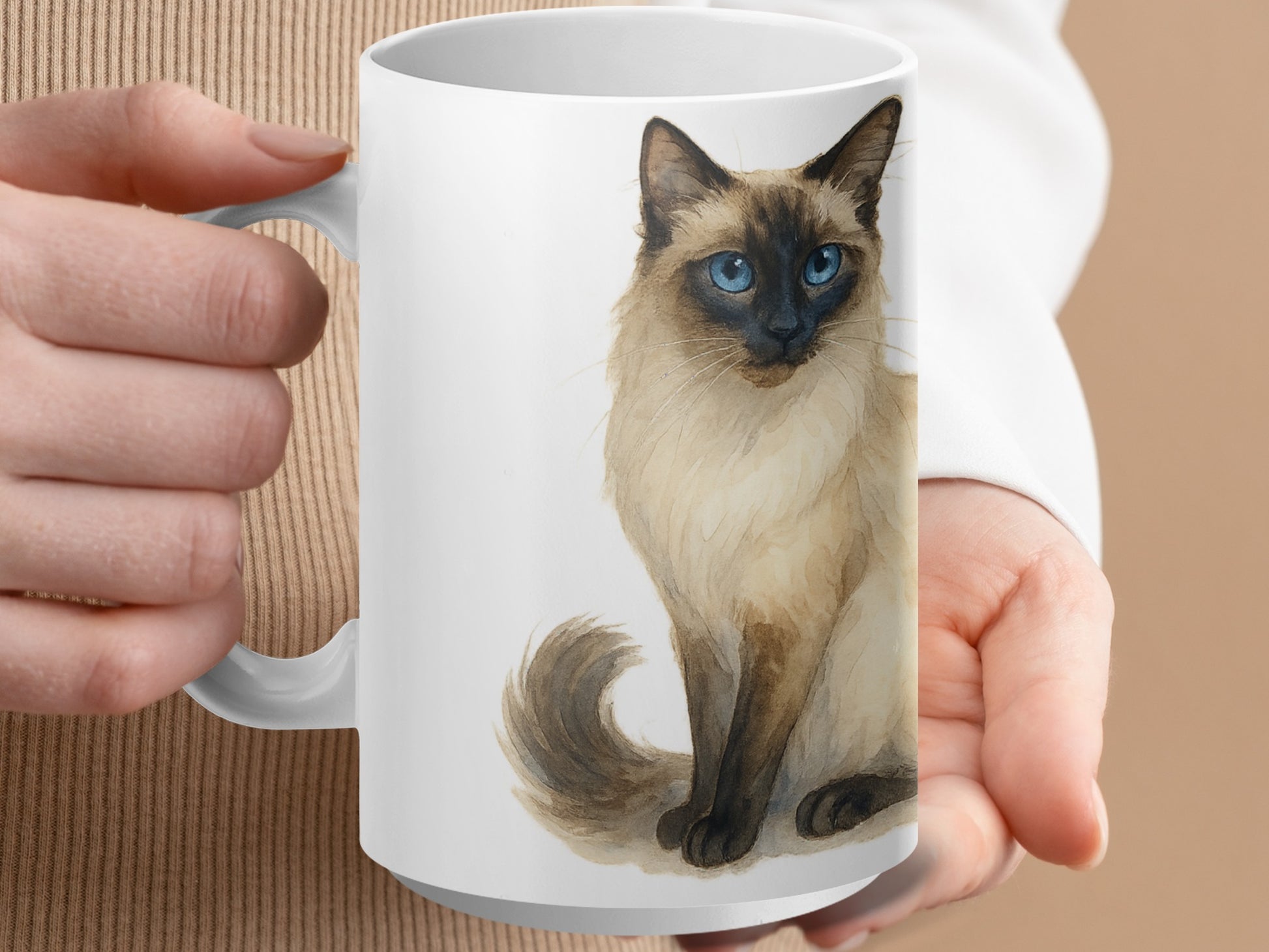 Beautiful Siamese Cat Art Print on Ceramic Mug product