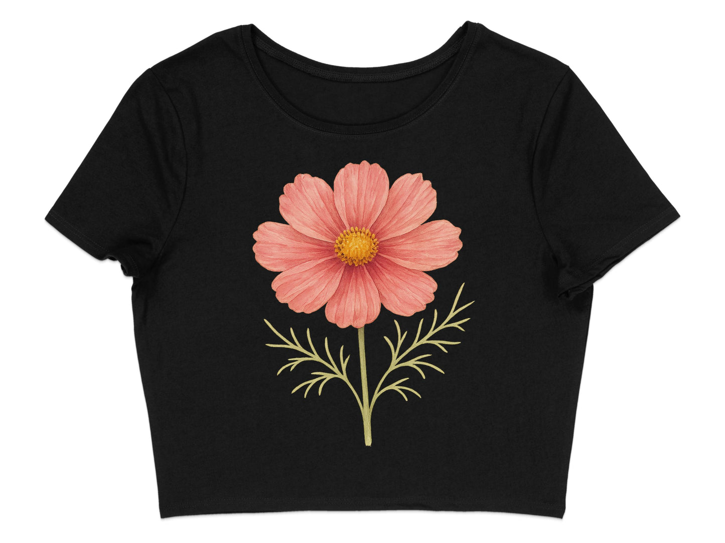 Stylish Black T-Shirt with Vibrant Floral Art product type