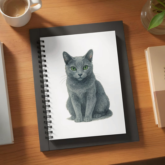 Cat with Green Eyes on a Spiral Bound Notebook product