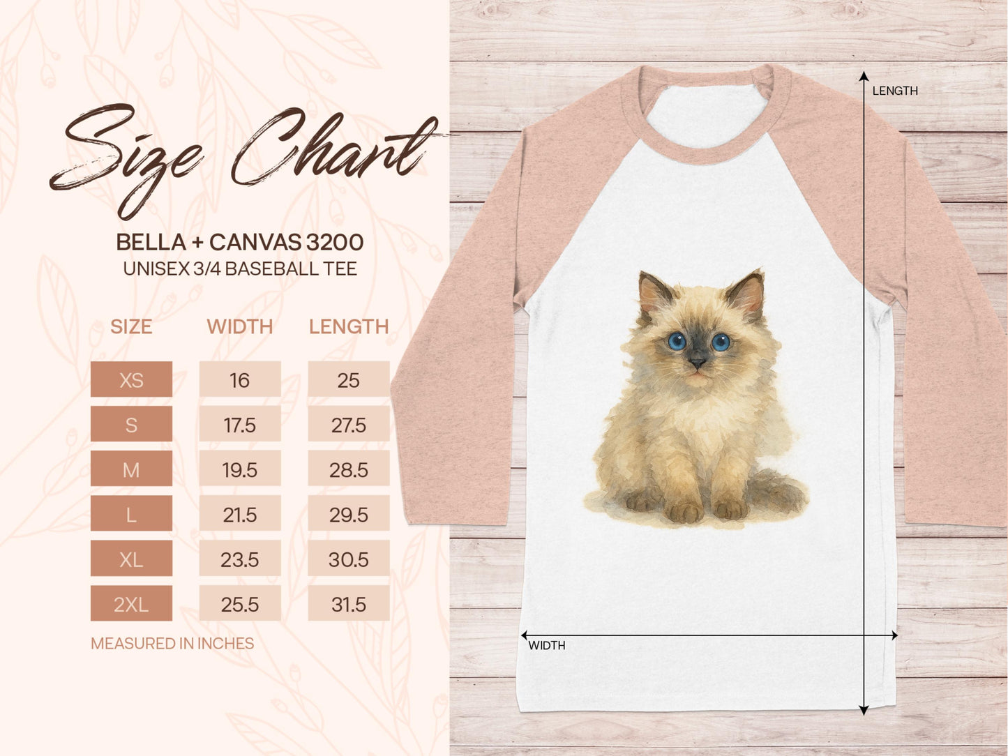 Cute Fluffy Kitten Graphic Unisex 3/4 Baseball Tee product