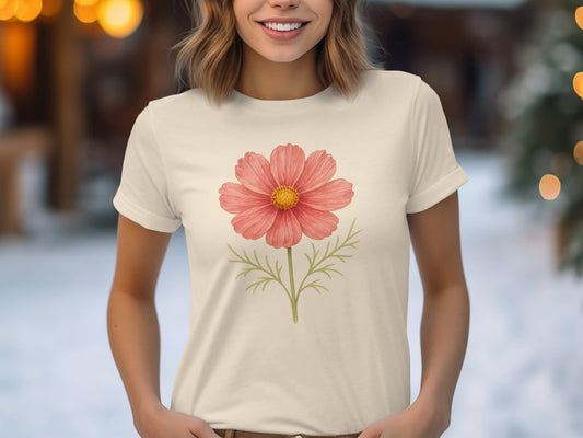 Beautiful Pink Flower Artwork on Womens T-Shirt product