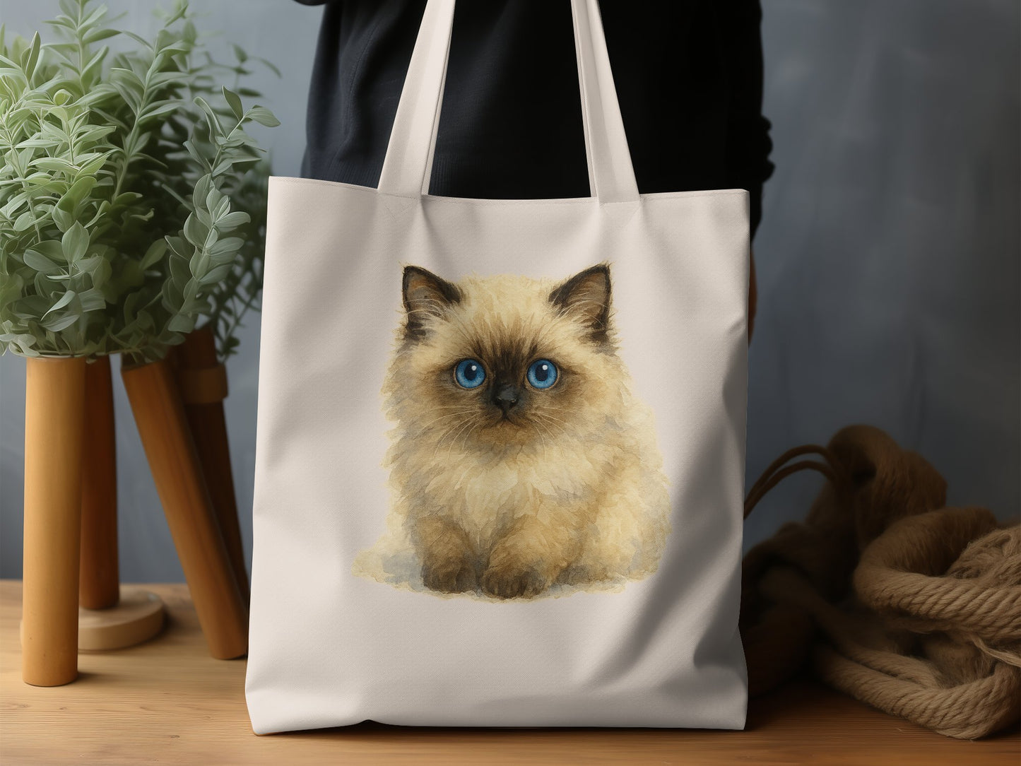 Cute Blue-Eyed Kitten Print on Stylish Tote Bag product