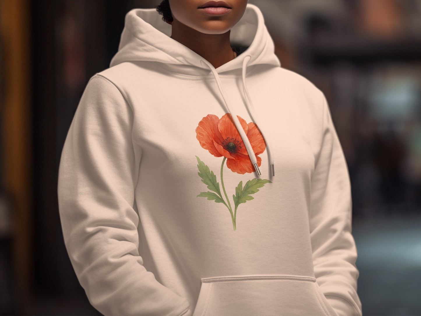 Vibrant Red Poppy Graphic Cozy Hoodie product type