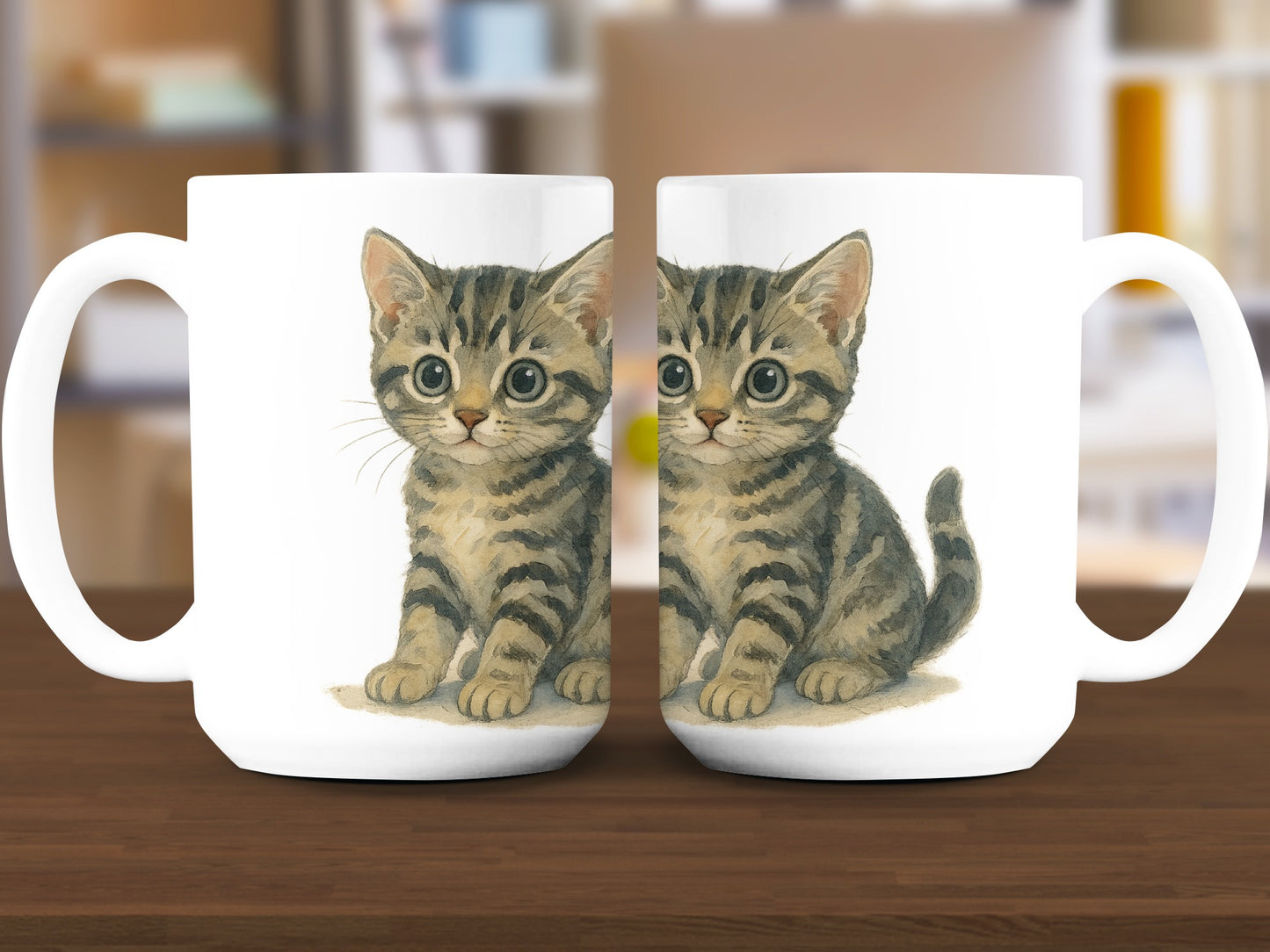 Cute Tabby Cat Design Large White Coffee Mug product