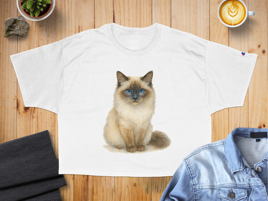 Cute Cat Print White Short Sleeve Shirt product