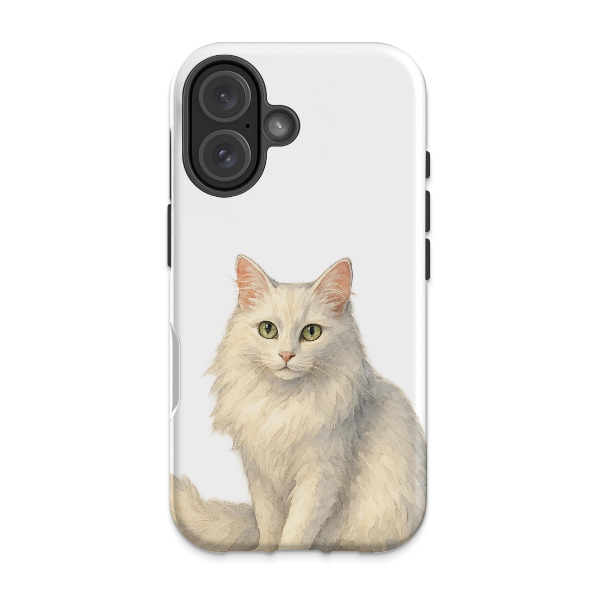 White Fluffy Cat Design Illustration Phone Case product