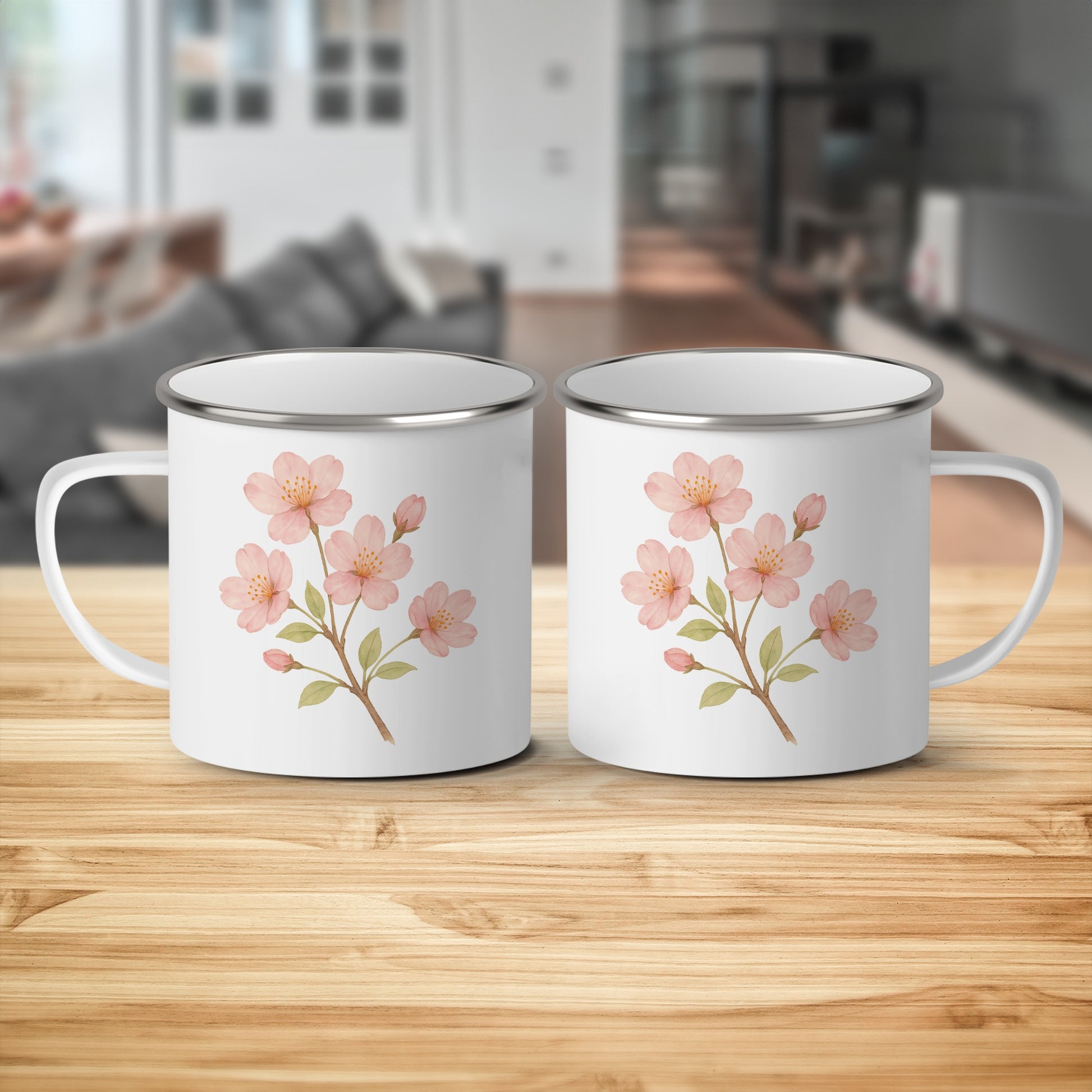 Blossom Flower Design Enamel Mug for Home Decor product type