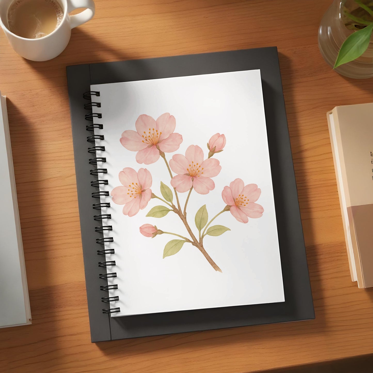 Beautiful Floral Artwork on White Cover Notebook product