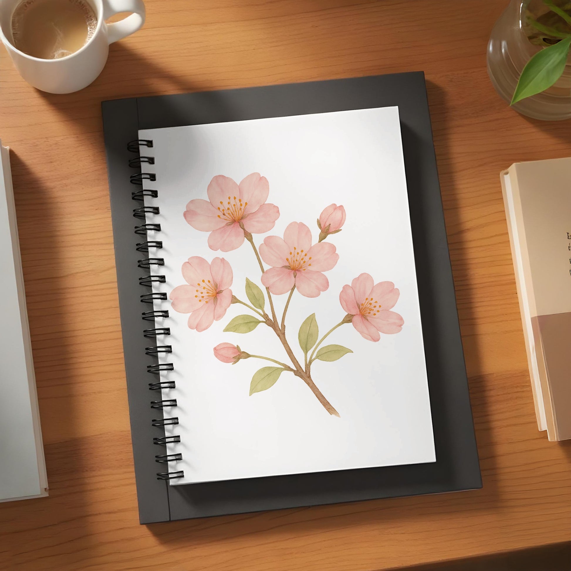 Beautiful Floral Artwork on White Cover Notebook product