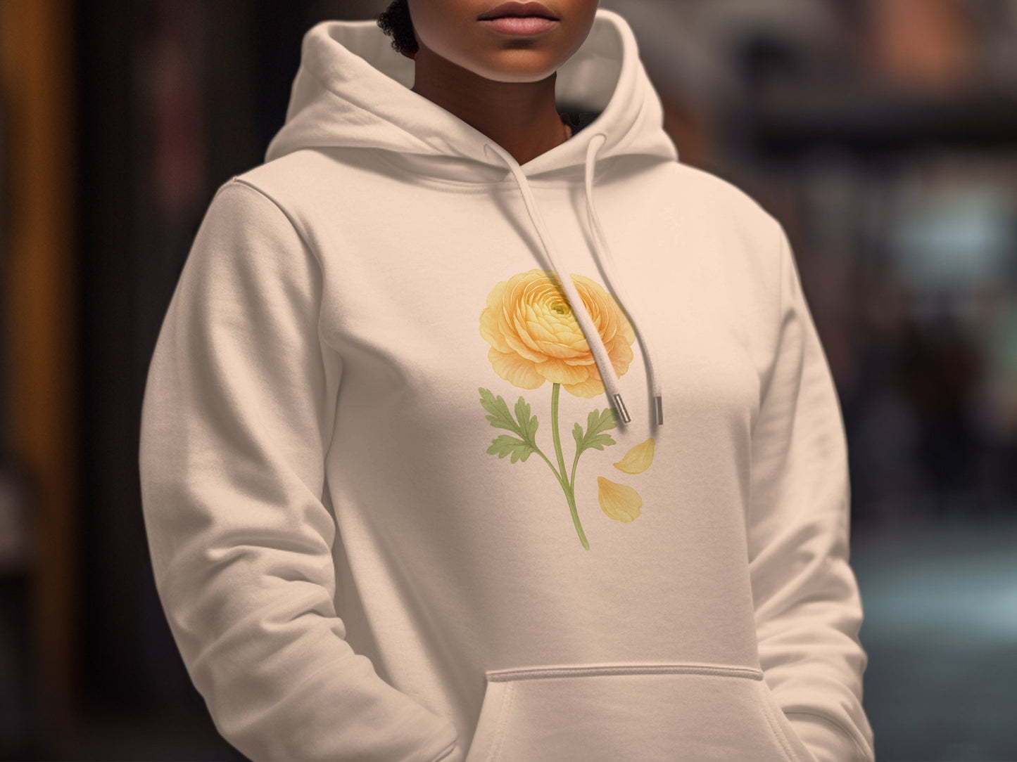 Stylish Hoodie with Yellow Flower Design hoodie product type