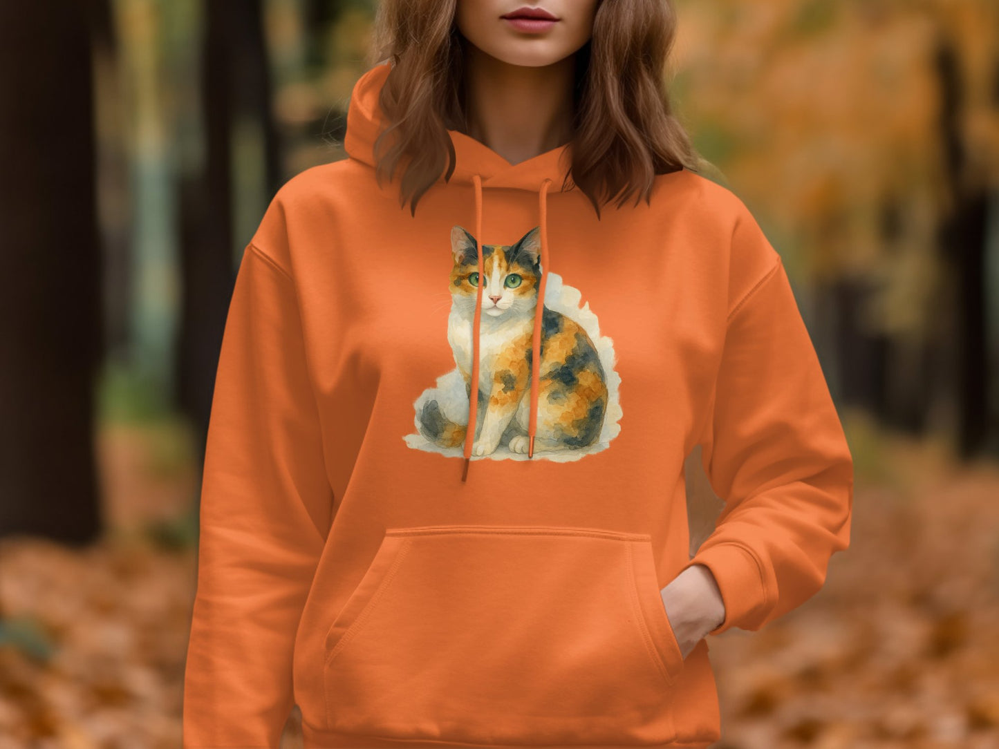 Cozy Autumn Cat Print Hoodie Perfect for Fall product