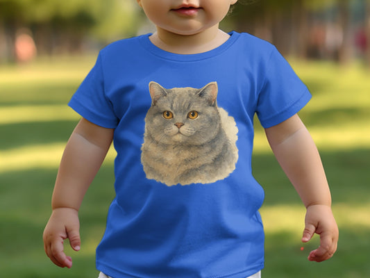 Adorable Fluffy Cat Design on Kids T-shirt product type