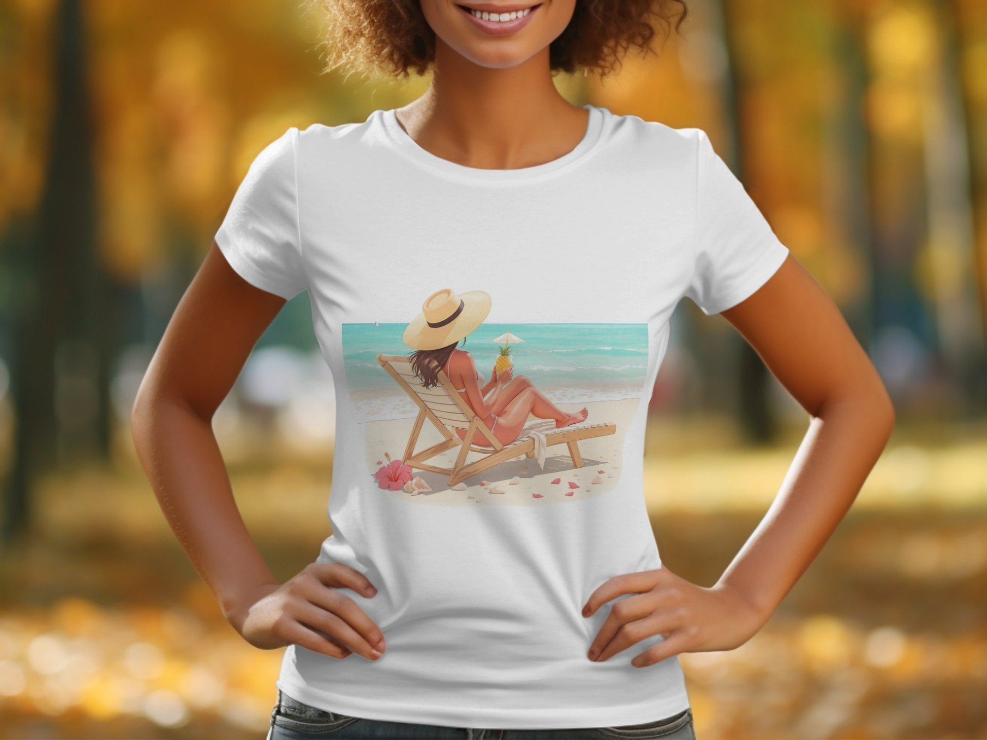 Woman Relaxing on the Beach Graphic T-Shirt product type