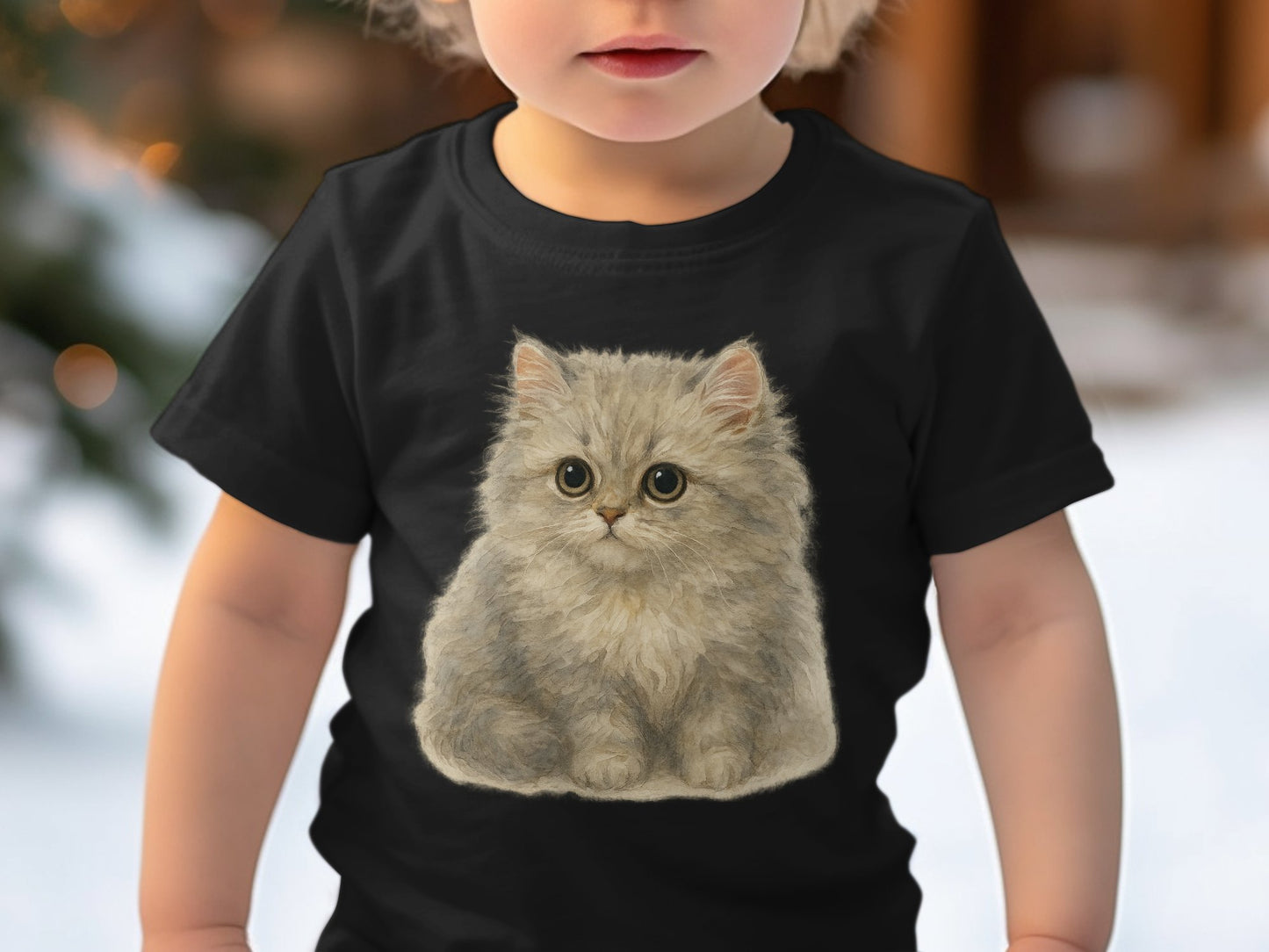 Cute Fluffy Cat Graphic on Kids T-Shirt product type