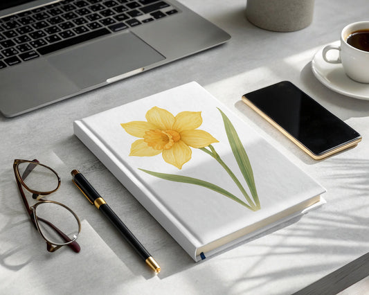 Yellow Daffodil Flower Print Design on Notebook product