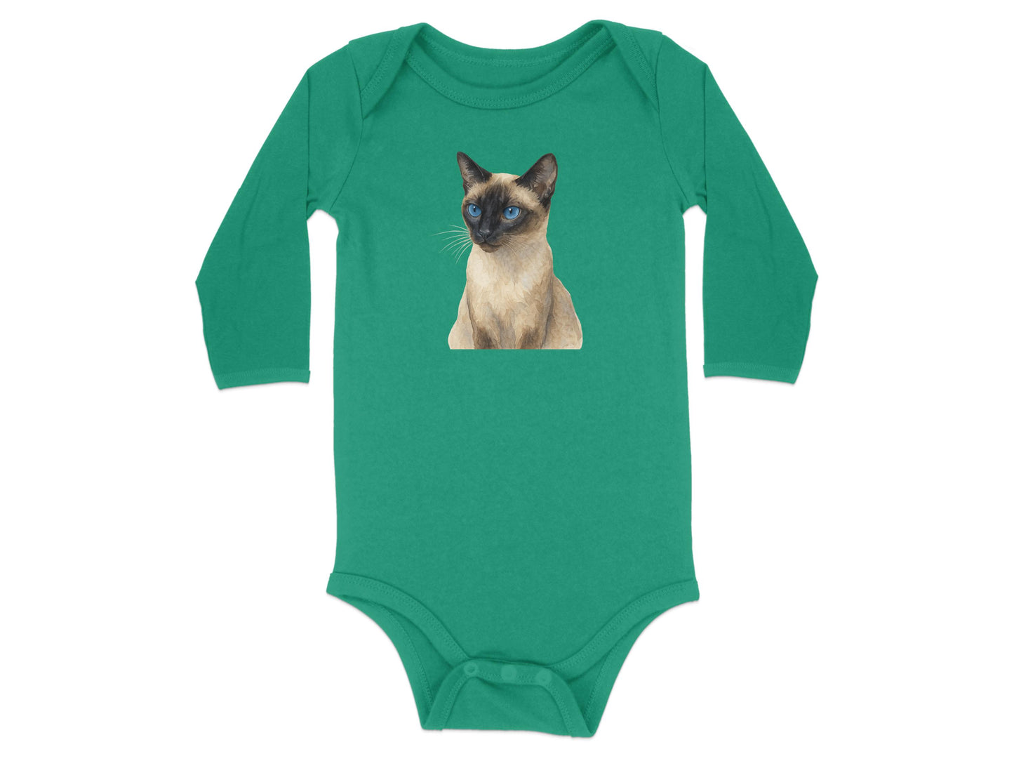 Cute Siamese Cat Print Green Baby Onesie product