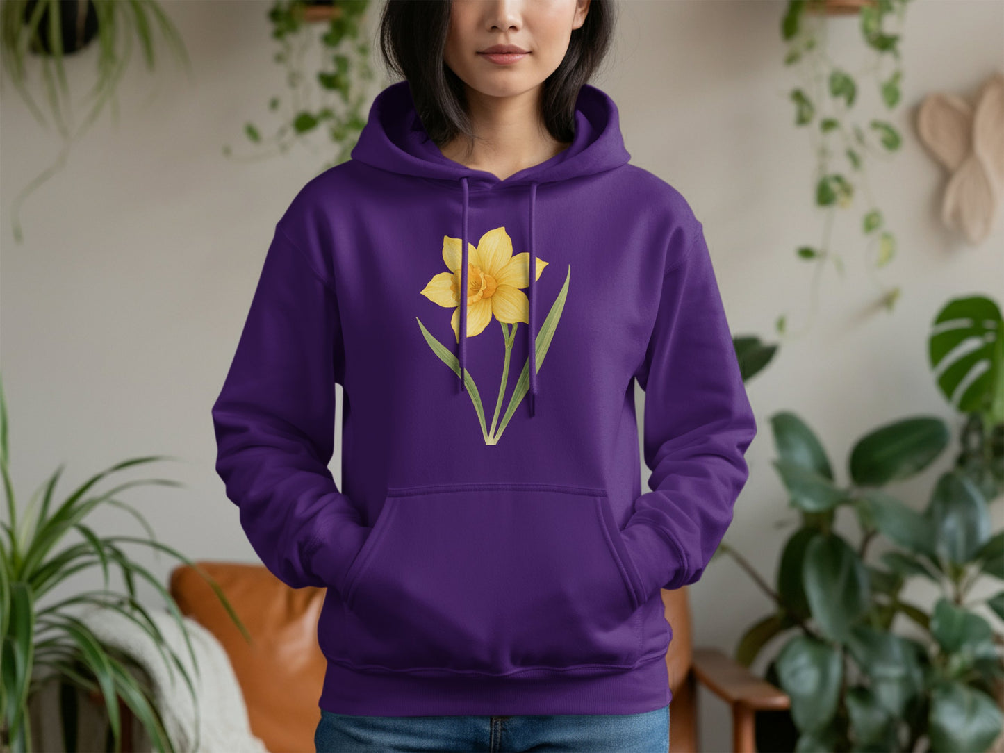 Purple Hoodie with Yellow Flower Print product type