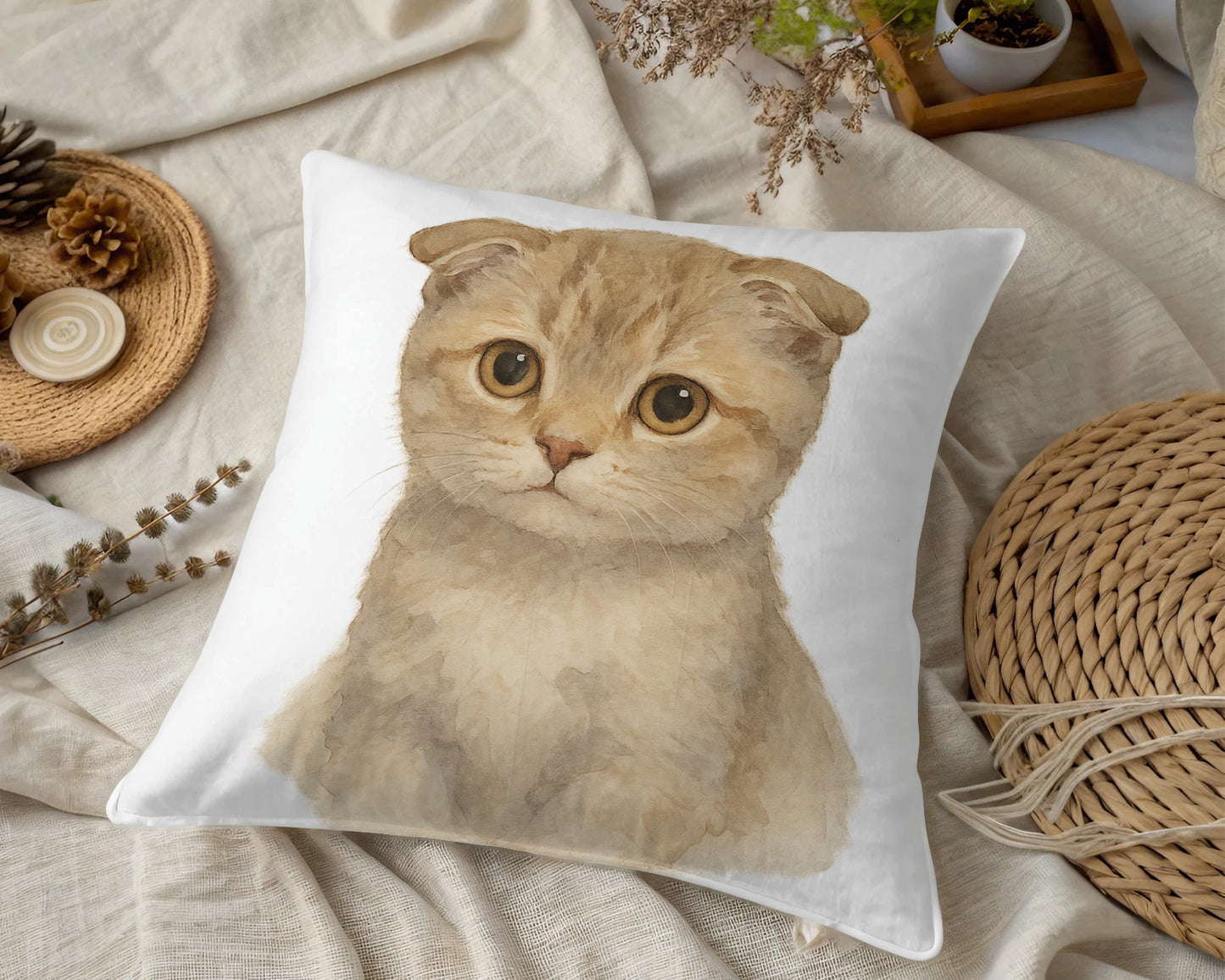 Adorable Scottish Fold Cat Pillow for Home Decor product