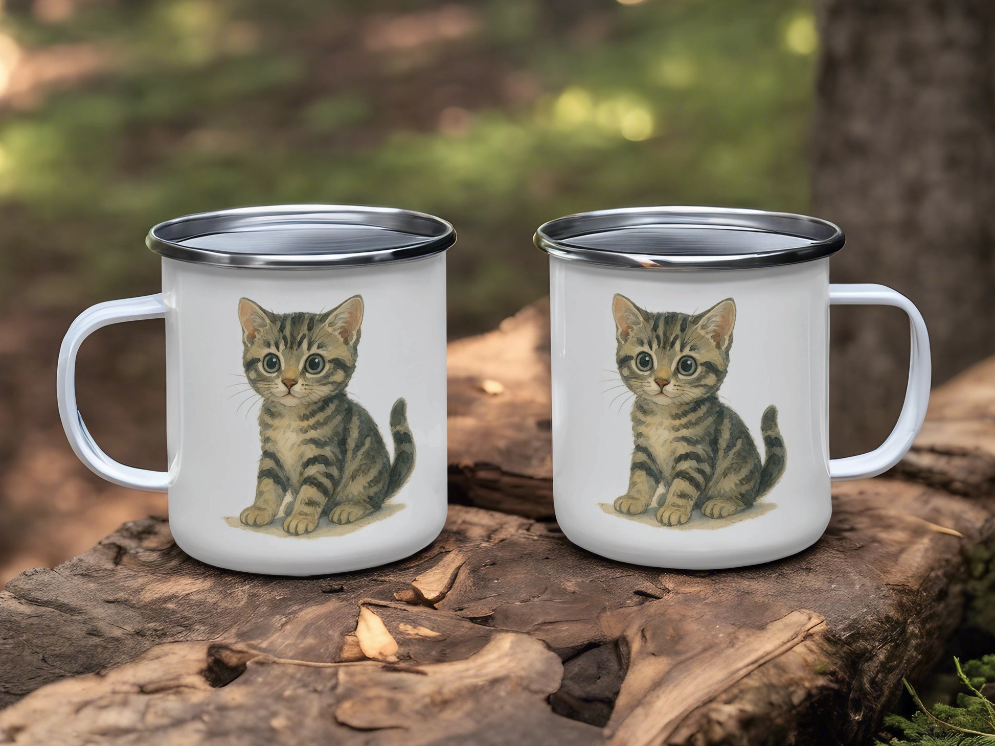 Cute Kitten Design Enamel Camping Mug product type