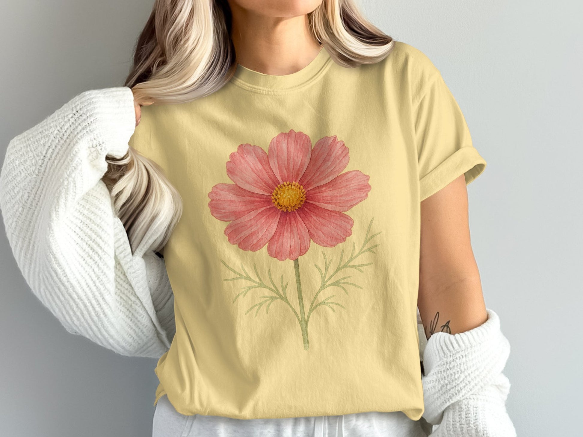 Vintage Pink Cosmos Flower Graphic T-Shirt product