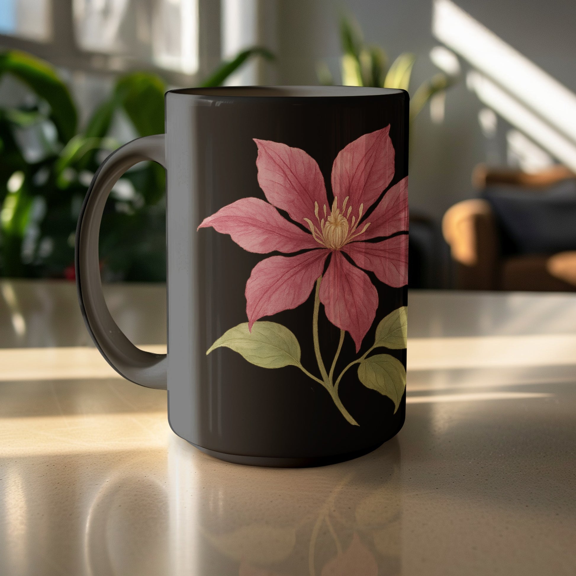 Elegant Floral Design Black Mug product type