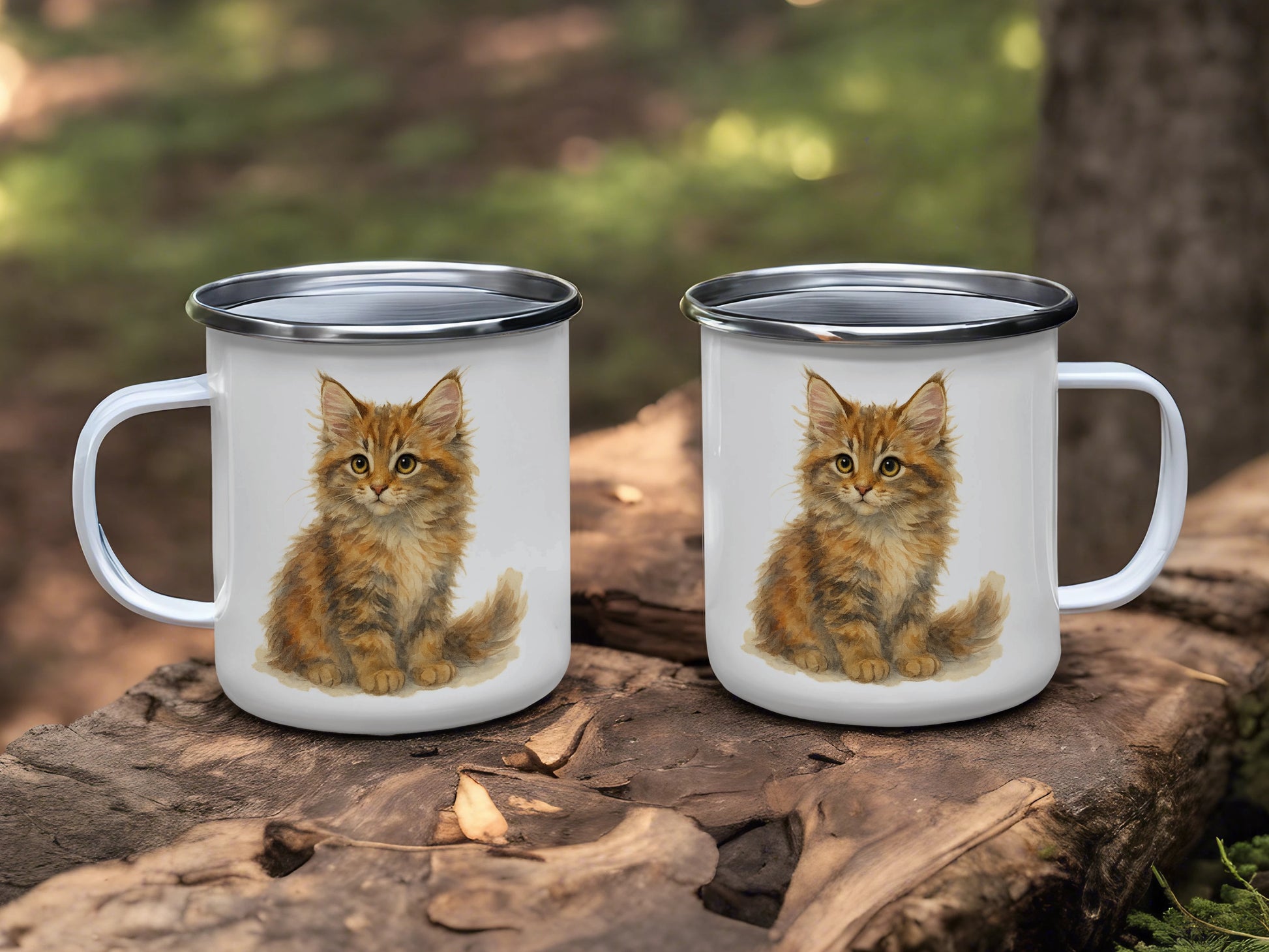 Cute Kitten Design Metal Camping Mug Perfect for Outdoors product