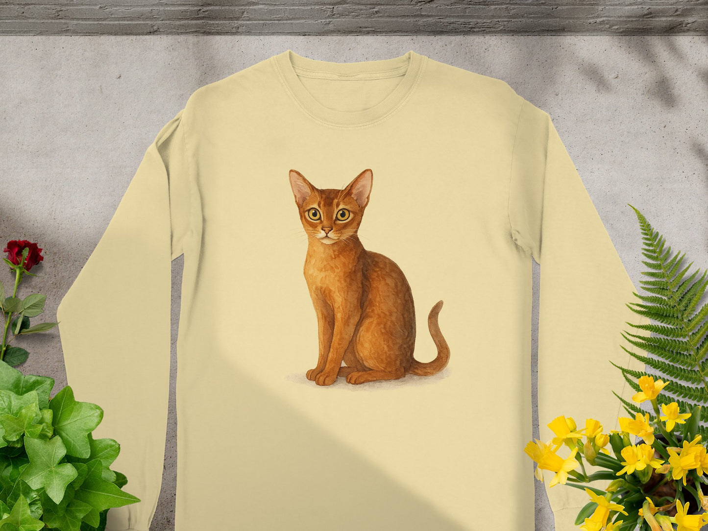 Long Sleeve Tee Featuring Cute Sitting Cat product