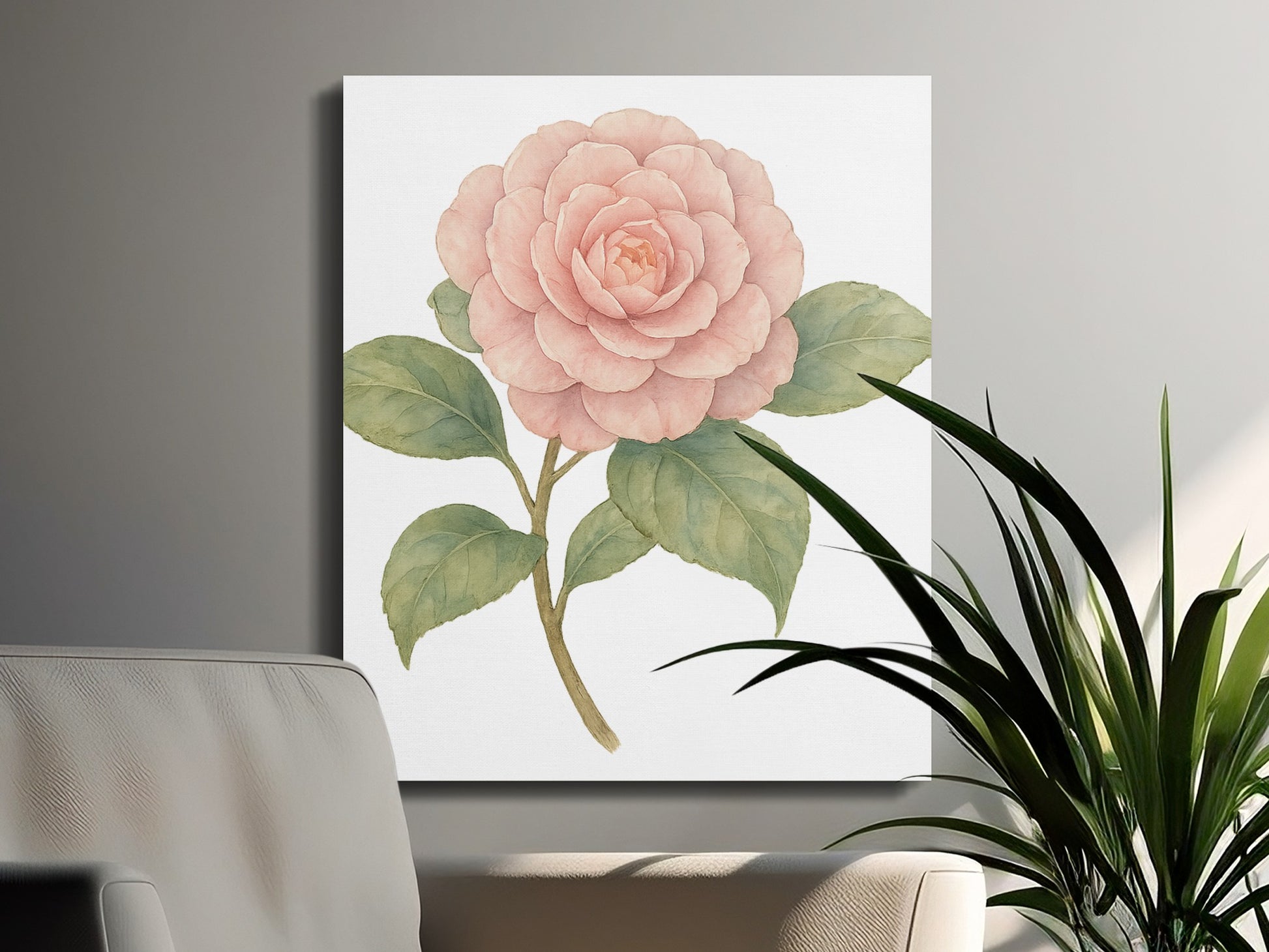 Beautiful Pink Rose Botanical Art on Canvas product