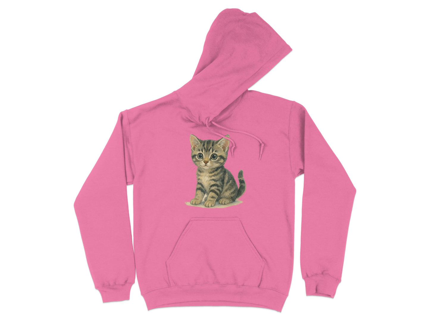 Adorable Kitten Print on Cozy Pink Hoodie product type