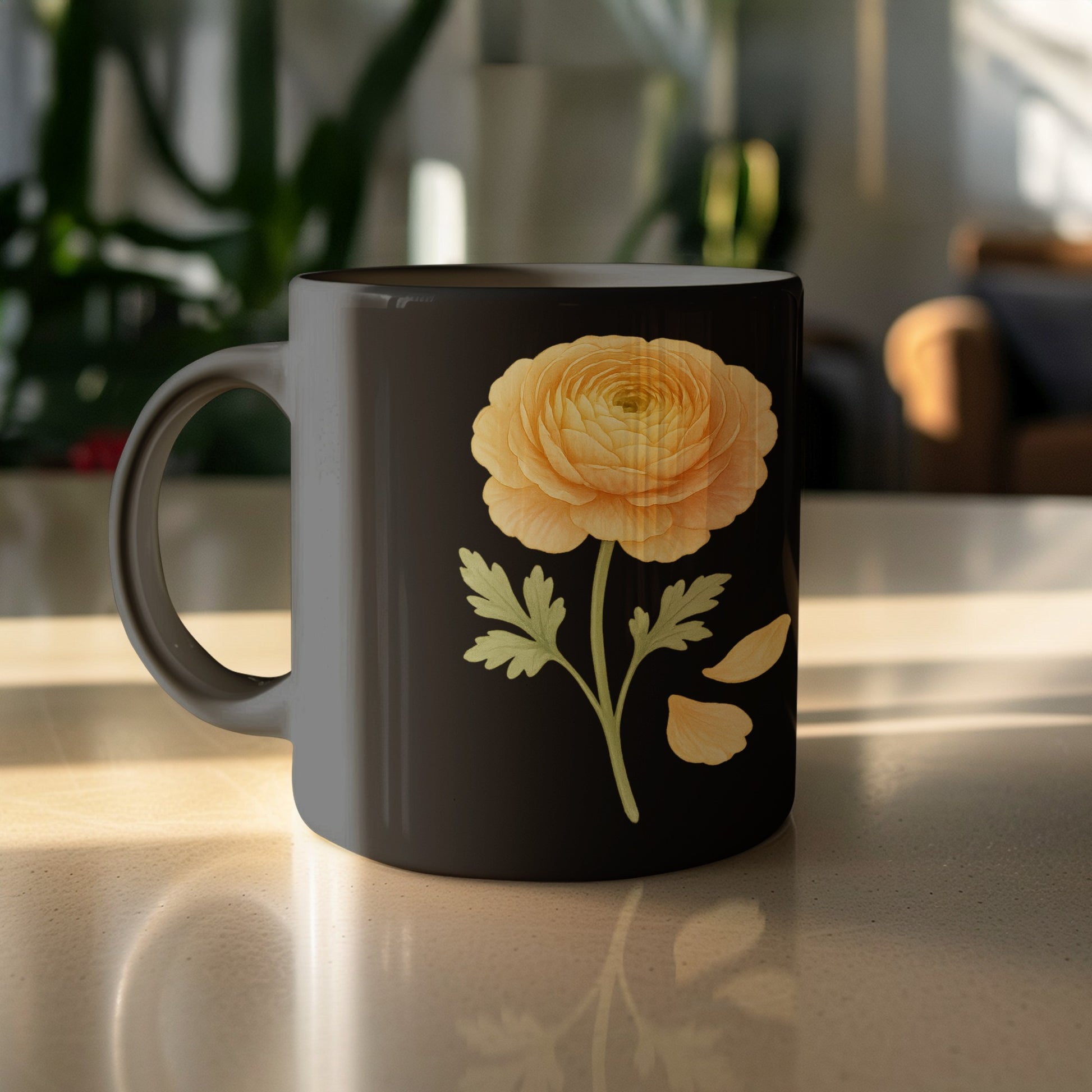 Elegant Yellow Flower Mug Design product type