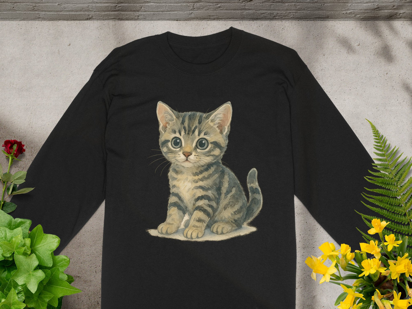 Adorable Kitten Print Design on Long Sleeve Shirt product type