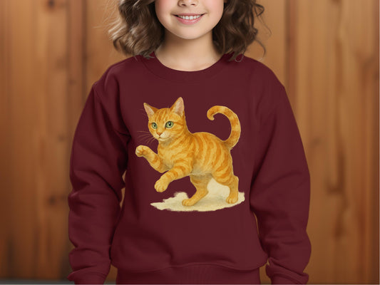 Adorable Cat Graphic on Cozy Kids Pullover Sweatshirt product type