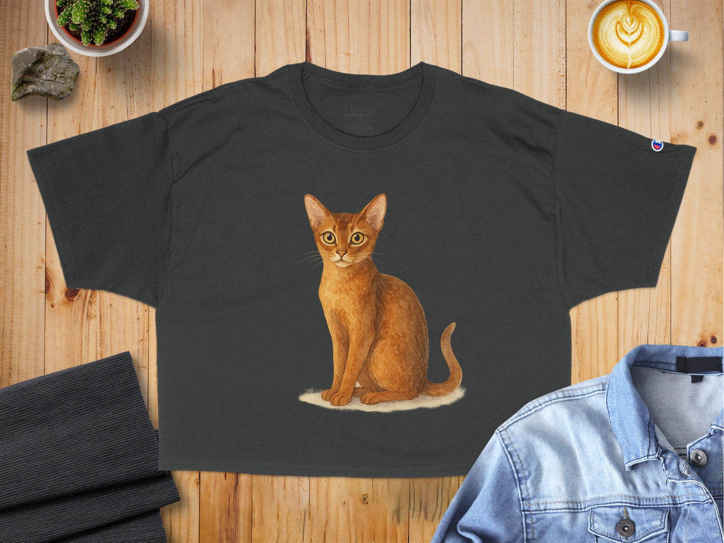 Orange Cat Illustration on Black Short Sleeve Shirt product type